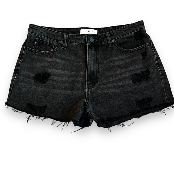 KanCan Black Cutoff Jean Shorts Distressed Size XL Raw Hem Festival 100% cotton - Picture 1 of 7